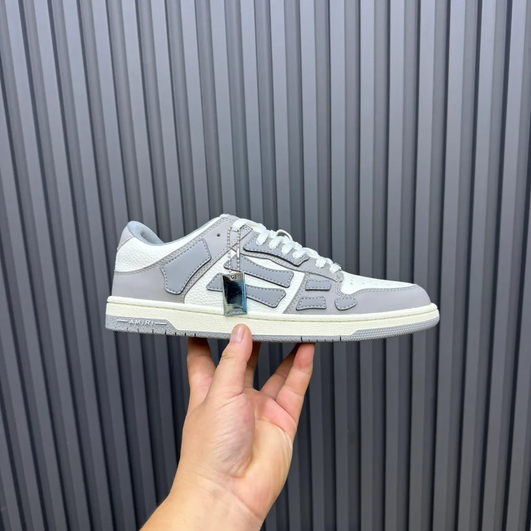 Men's men's shoes 💰600 AMIRI high street sneakers with bone sports shoes, toe layer cowhide upper, upper side bones, hand-stitched, good three-dimensional effect, customized metal LOGO, size 38-45 46